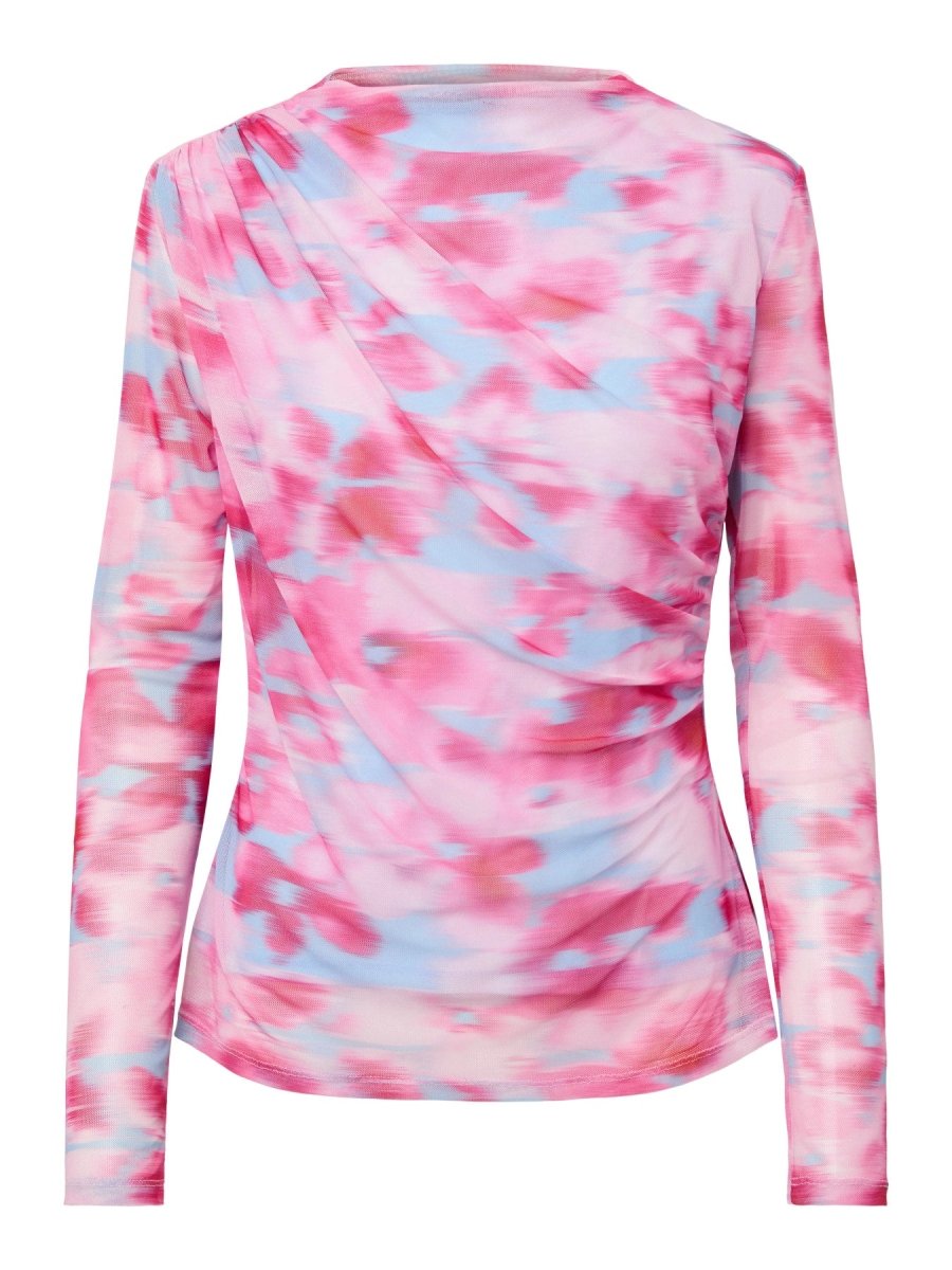 Skyway-Pink Flower Print Tops - Yasflori Ls Top - Ex - SS26 van Y.A.S