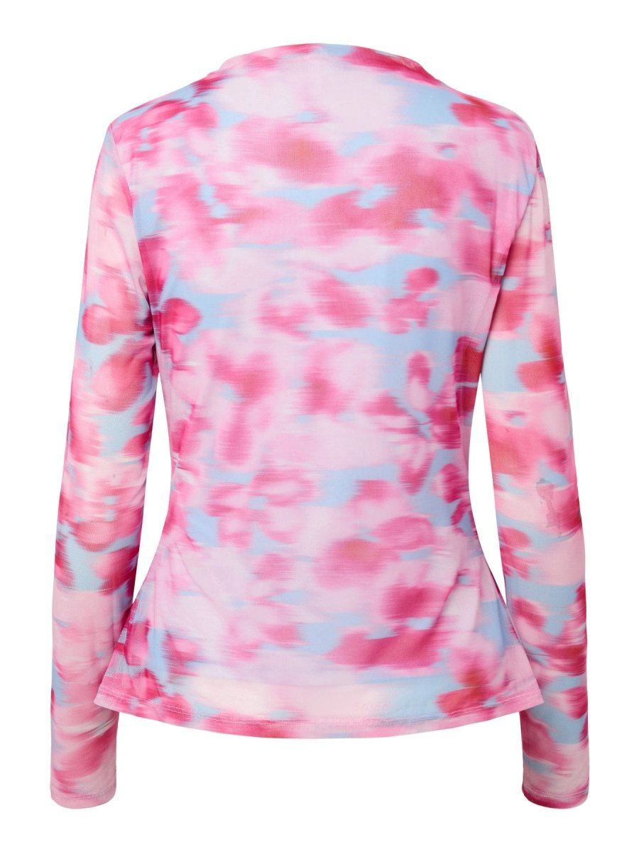Skyway-Pink Flower Print Tops - Yasflori Ls Top - Ex - SS26 van Y.A.S