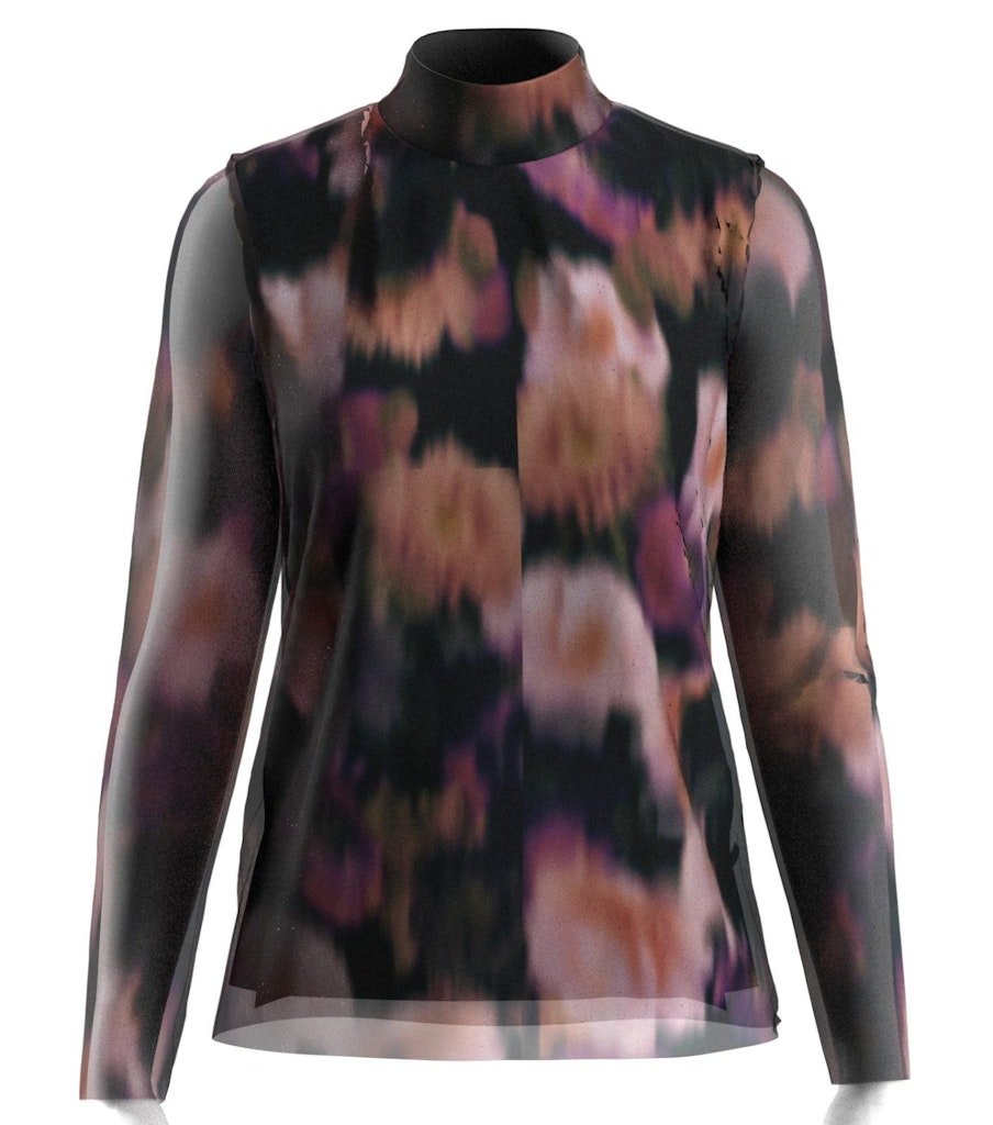 Black Tops - Yasmindy High Neck Ls Mesh Top - Show van Y.A.S