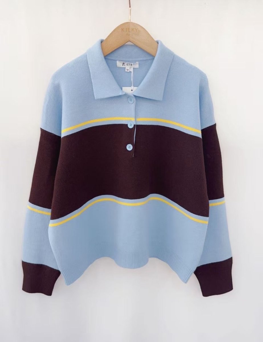 bleu One Size Pulls - Colorblock stripe polo van Kilky