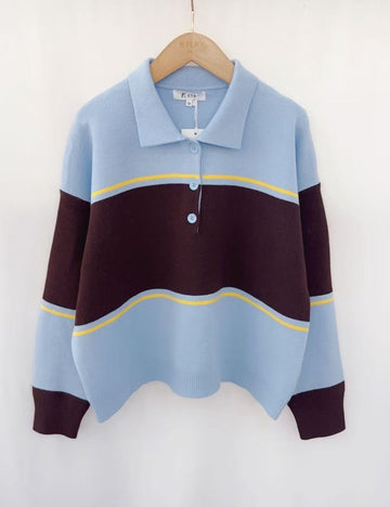 bleu One Size Pulls - Colorblock stripe polo van Kilky