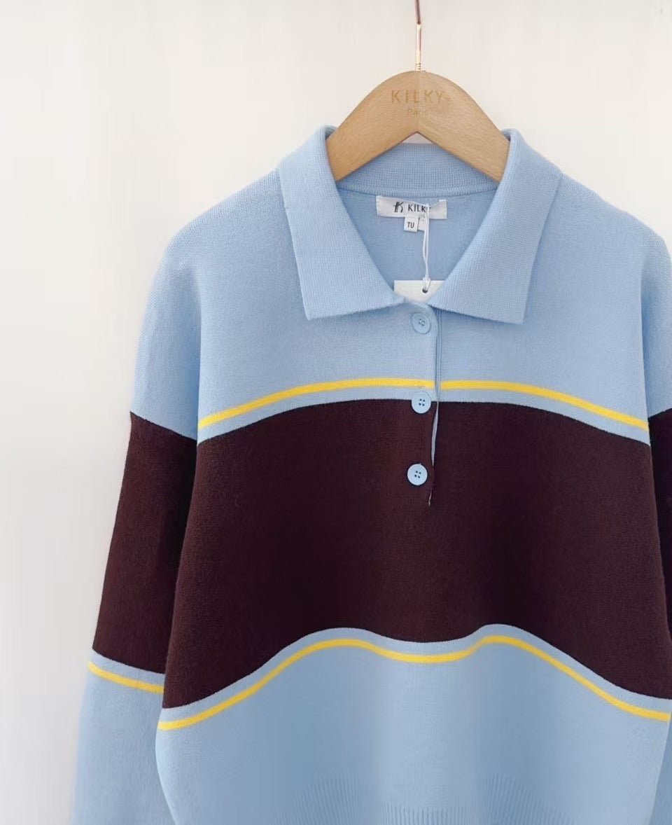 bleu One Size Pulls - Colorblock stripe polo van Kilky