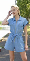 bleu jean Playsuits - Zip jeans playsuit van Meisjes Brugge