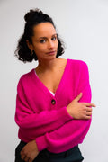 Fushia one size Cardigans - 20255 Button Cardigan van Mika Elles