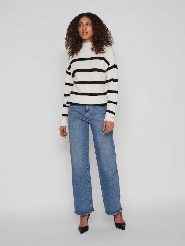 30% Viril Mockneck L/S Knit Rib Top 2 - Noos - koop Pulls van Vila bij Meisjes Brugge