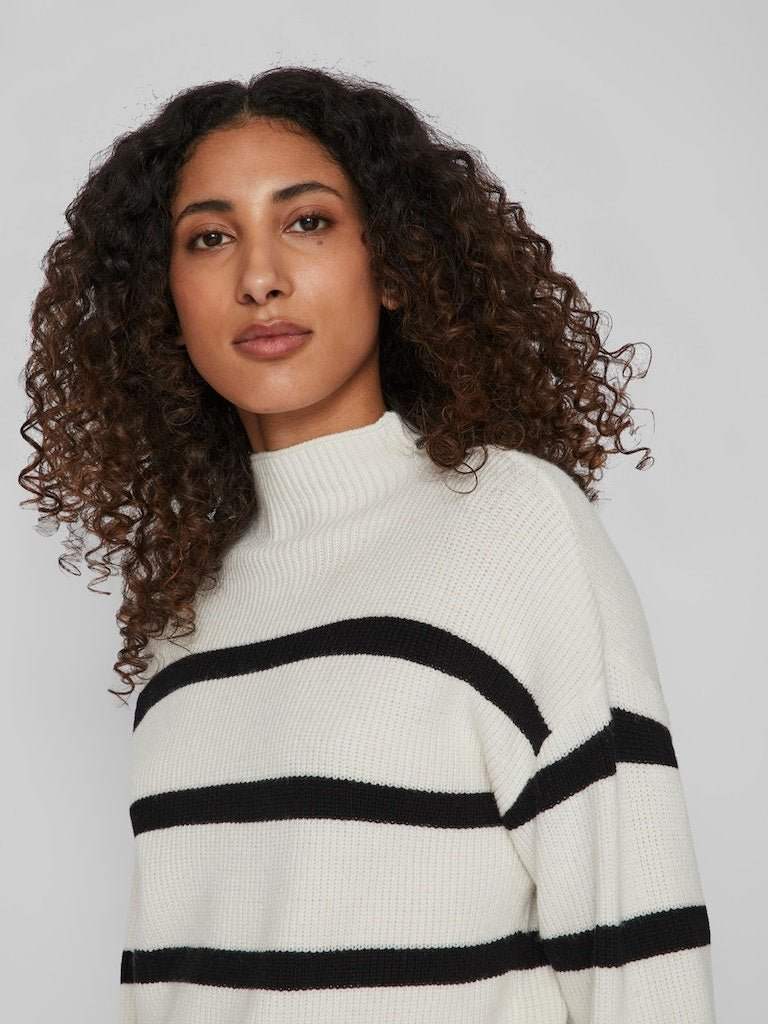 30% Viril Mockneck L/S Knit Rib Top 2 - Noos van Vila – Pulls voor dames | Meisjes Brugge
