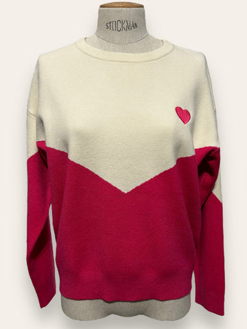 Colorblock heart sweater- koop Sweaters van Twee Meisjes bij Tweemeisjes