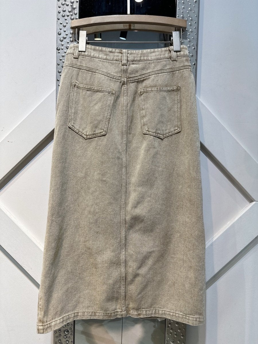 Elle midi jeanskirt with split- koop Rokken van Twee Meisjes bij Tweemeisjes