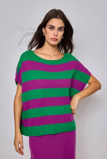 Kelly stripe knit top with cashmere- koop Tops van Meisjes Brugge bij Tweemeisjes