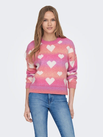 Onlaida L/S Heart Pullover- koop Pulls van Only bij Tweemeisjes