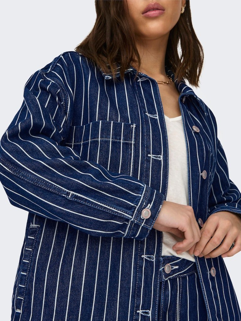 Onledie Ls Striped Denim Jacket- koop Jassen van Only bij Tweemeisjes