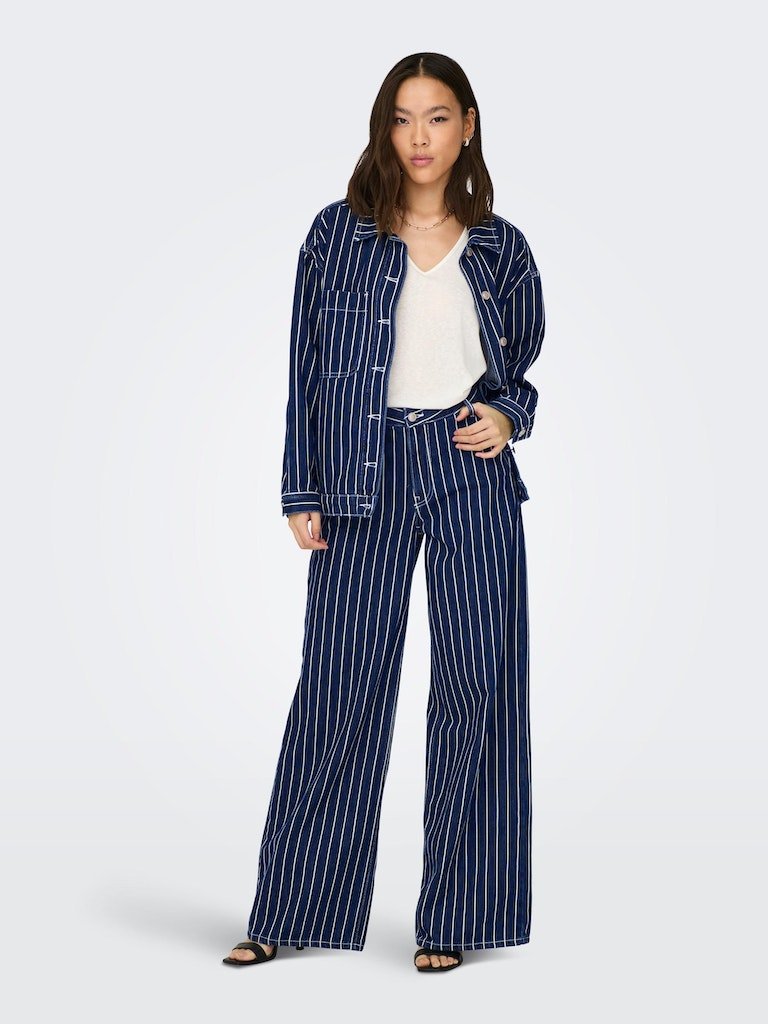 Onlvela Hw Stripe Wide Denim Pants- koop Jeans van Only bij Tweemeisjes