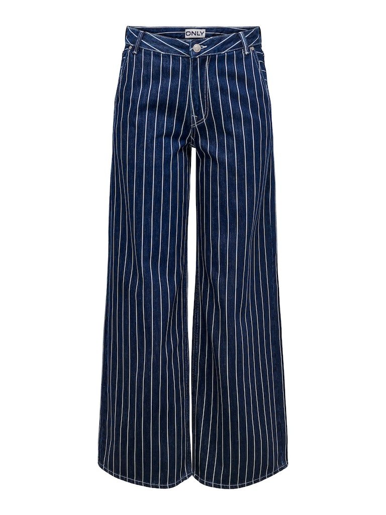 Onlvela Hw Stripe Wide Denim Pants- koop Jeans van Only bij Tweemeisjes