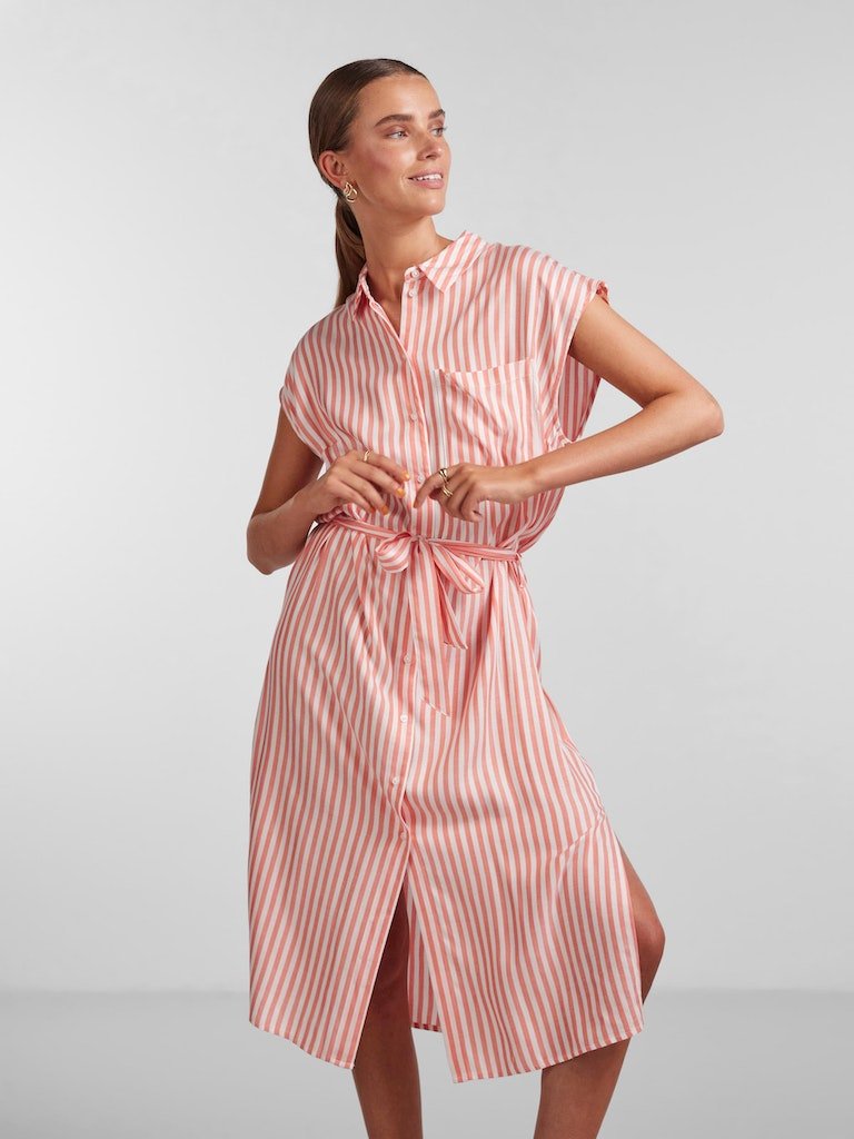 Pckorah Sl Midi Shirt Dress- koop Jurken van Pieces bij Tweemeisjes