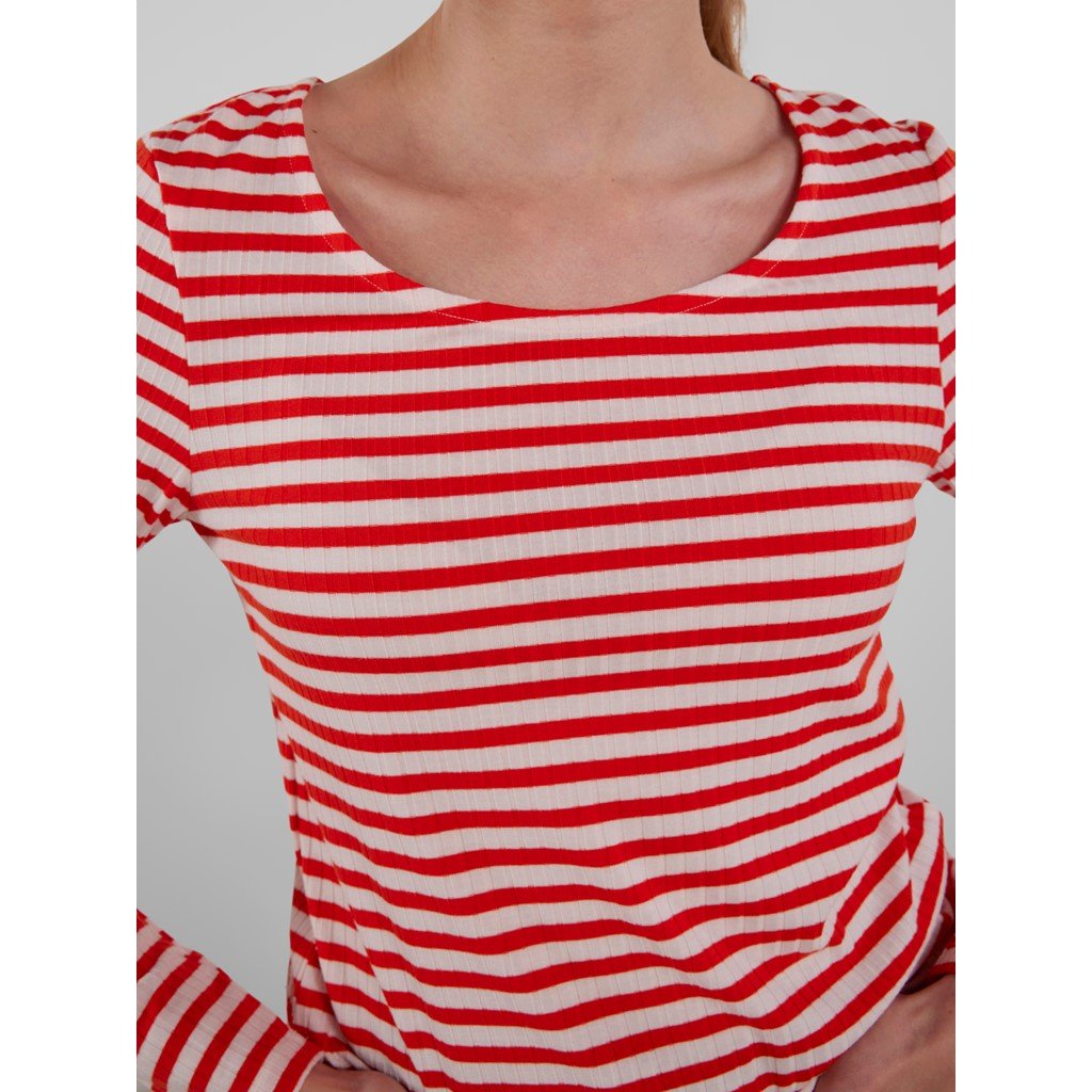 Pckylie Ls O-Neck Stripe Top Noos- koop T-shirts van Pieces bij Tweemeisjes