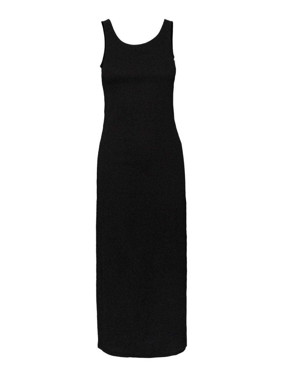 Black Jurken - Pcluna Sl Maxi Dress van Pieces