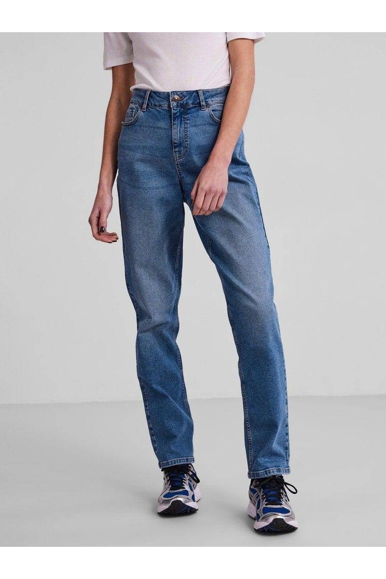 Pcluna Straight Hw mid blue Noos- koop Jeans van Pieces bij Tweemeisjes