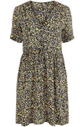 Black yellow flower Jurken - Pcnya Ss Dress (verschillende prints) van Pieces