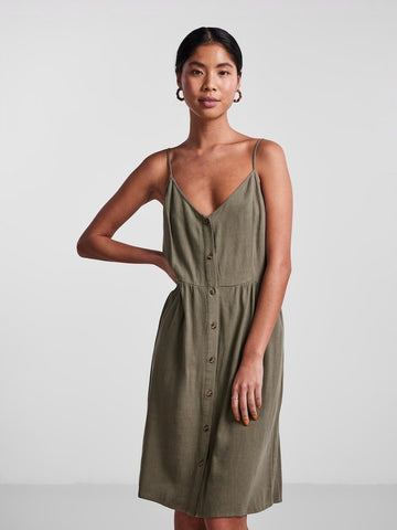 Pcvinsty Linen Slip Dress Noos- koop Jurken van Pieces bij Tweemeisjes