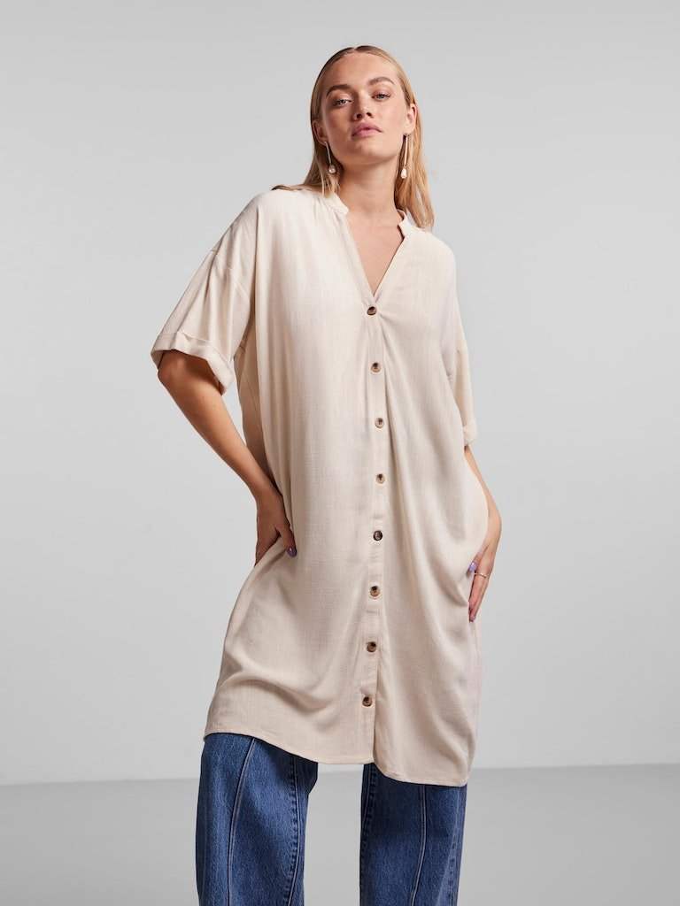 Pcvinsty Ss Linen Shirt Dress van Pieces – Jurken voor dames | Meisjes Brugge