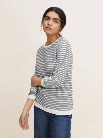striped jacquard sweat- koop Sweaters van Tom Tailor bij Tweemeisjes