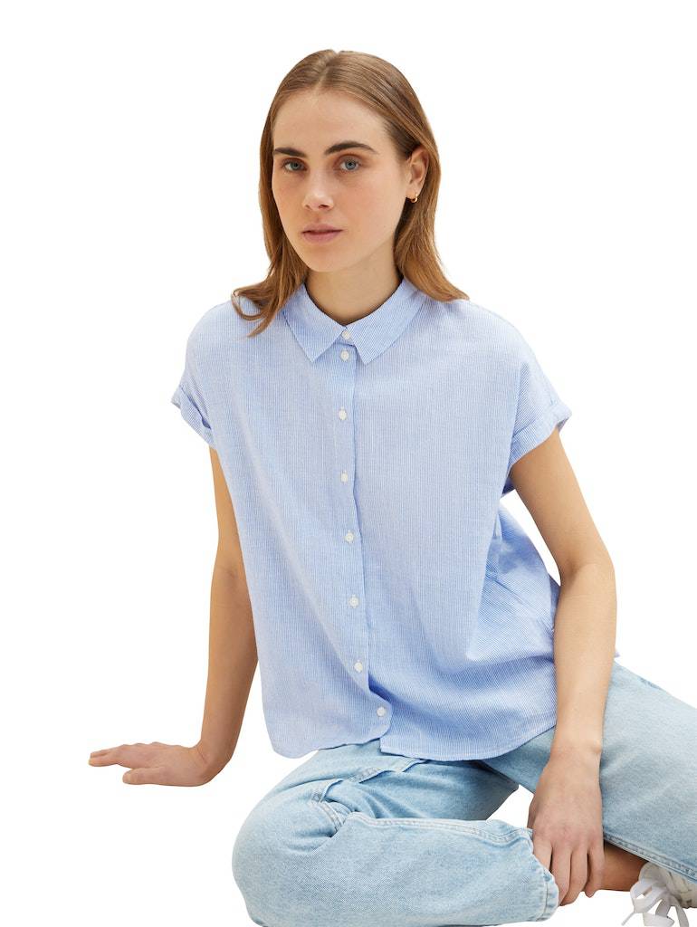 striped shortsleeve shirt- koop Shirts van Tom Tailor bij Tweemeisjes