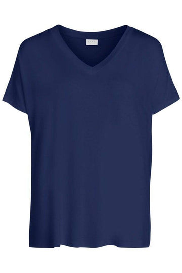 Vibelis V-neck S/s Top - Fav (verschillende kleuren)- koop T-shirts van Vila bij Tweemeisjes