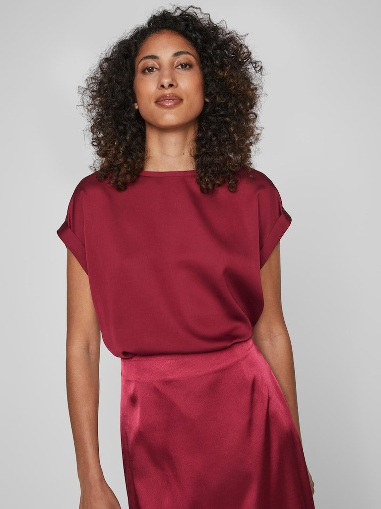Viellette S/S Satin Top - Noos AW23- koop Tops van Vila bij Tweemeisjes