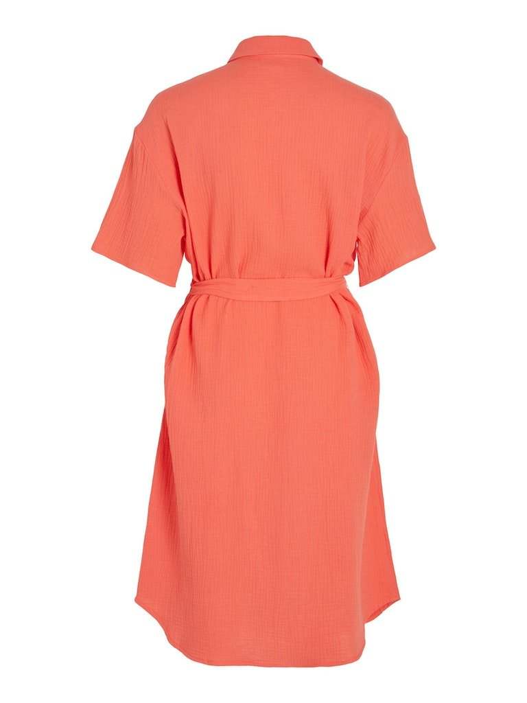 Hot Coral Jurken - Vikoola 2/4 Shirt Dress van Vila