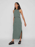 Duck Green Fav Jurken - Vimodala S/L Maxi Dress Noos van Vila