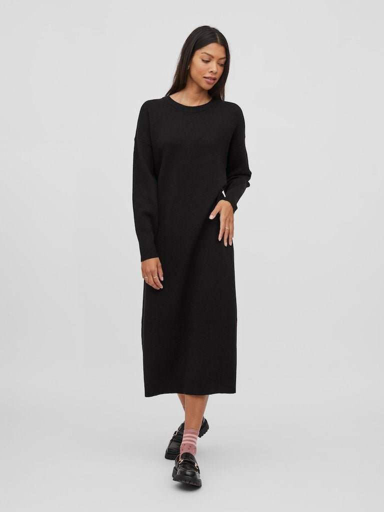 Violivie O - Neck L/S Knit Midi Dress - koop Jurken van Vila bij Meisjes Brugge