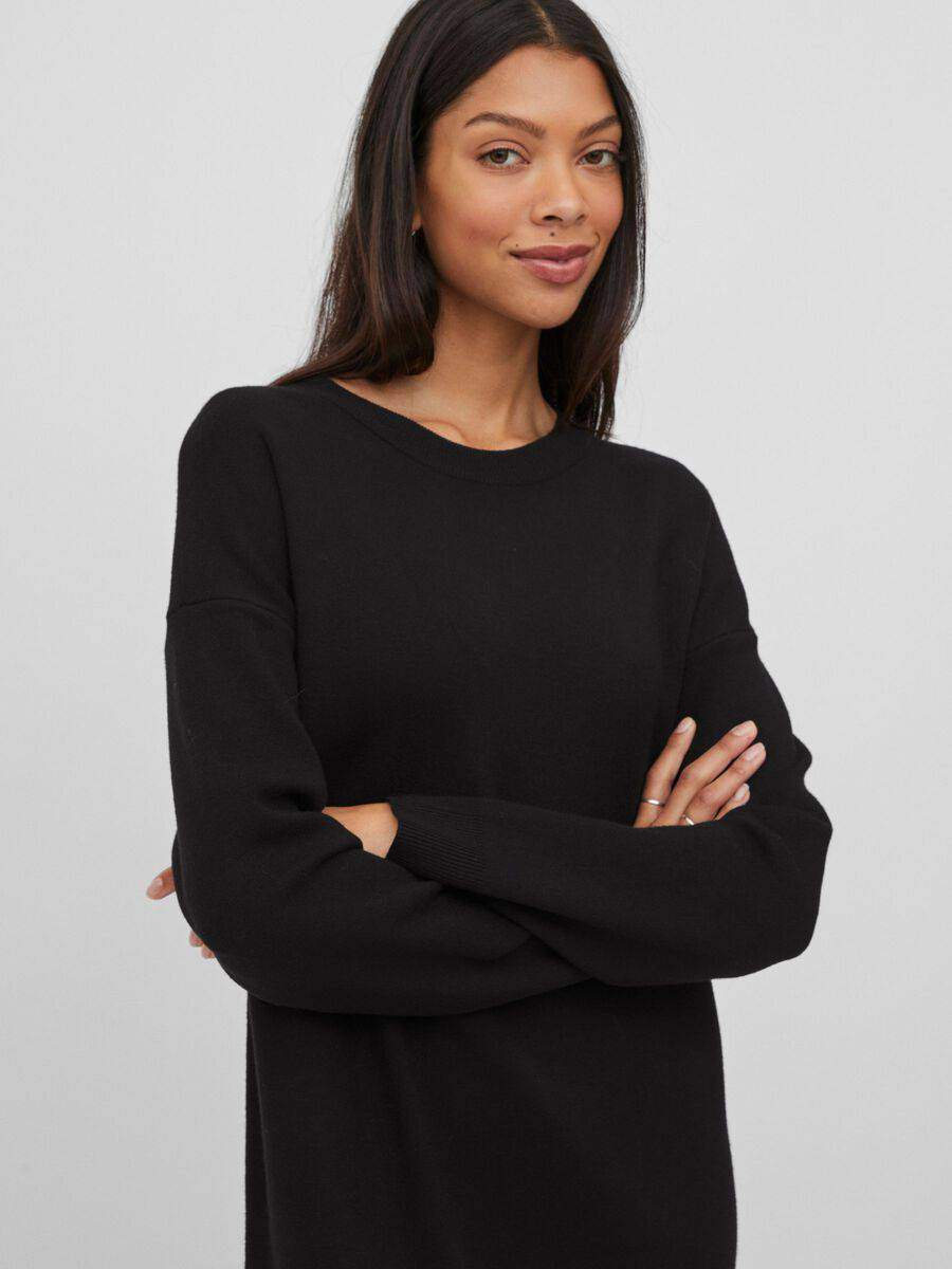 Violivie O - Neck L/S Knit Midi Dress - koop Jurken van Vila bij Meisjes Brugge