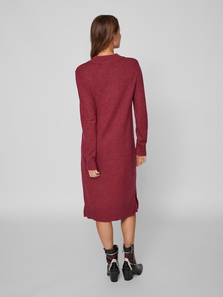 Viril Crew Neck L/S Midi Dress - Noos- koop Jurken van Vila bij Tweemeisjes