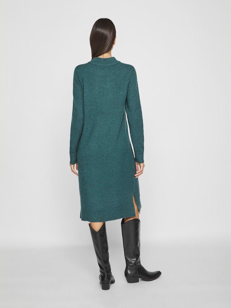 Viril Crew Neck L/S Midi Dress - Noos- koop Jurken van Vila bij Tweemeisjes