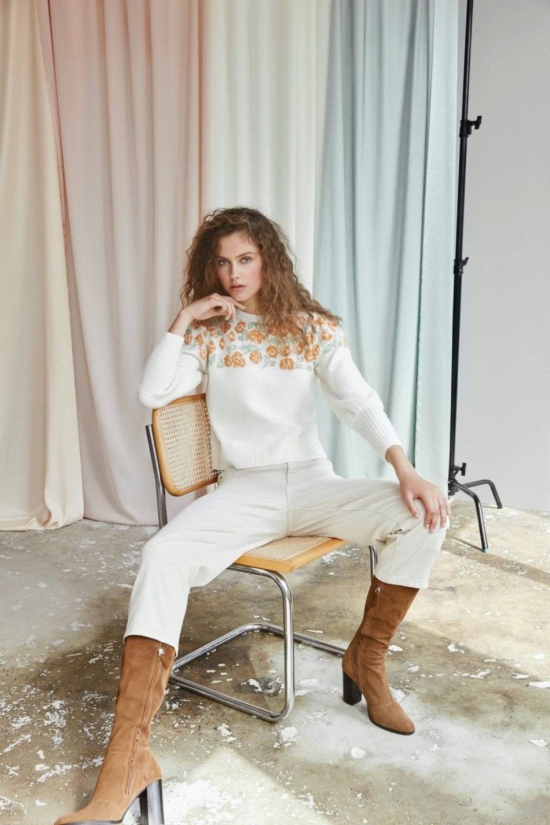 Vitindra L/S Flower Knit Top- koop Pulls van Vila bij Tweemeisjes