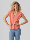 Georgia Peach T-shirts - Vmfilli Ss V-Neck Tee Noos van Vero moda