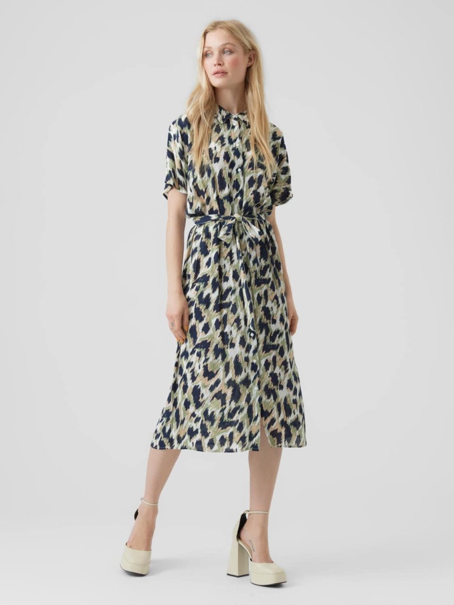 Vmmenny Ss Calf Shirt Dress- koop Jurken van Vero moda bij Tweemeisjes