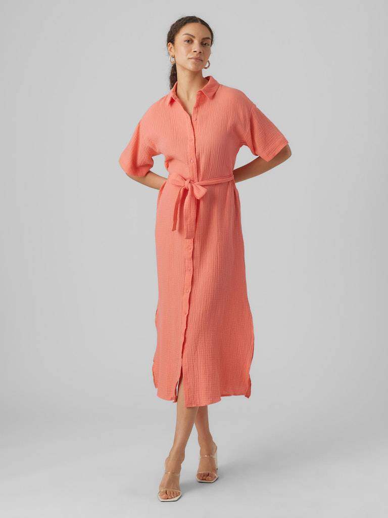 Vmnatali Nia 2/4 Calf Tetra Shirt Dress - koop Jurken van Vero moda bij Meisjes Brugge