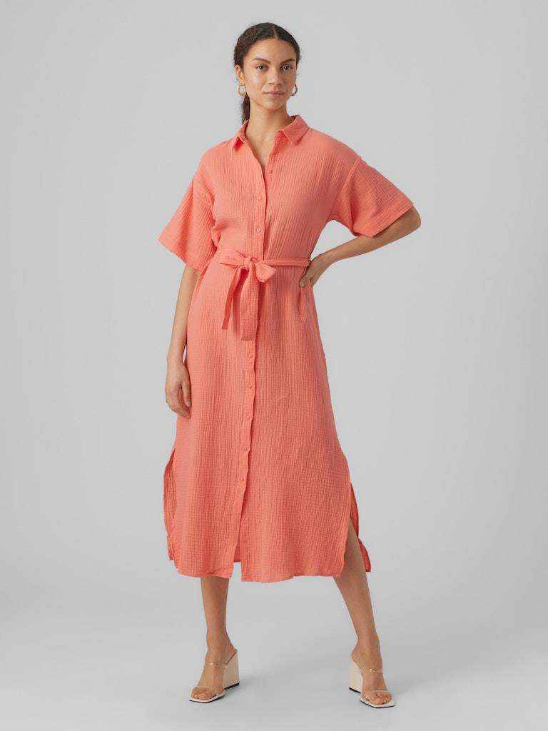 Jurken - Vmnatali Nia 2/4 Calf Tetra Shirt Dress van Vero moda