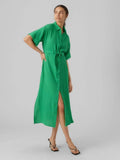 Bright green Jurken - Vmnatali Nia 2/4 Calf Tetra Shirt Dress van Vero moda