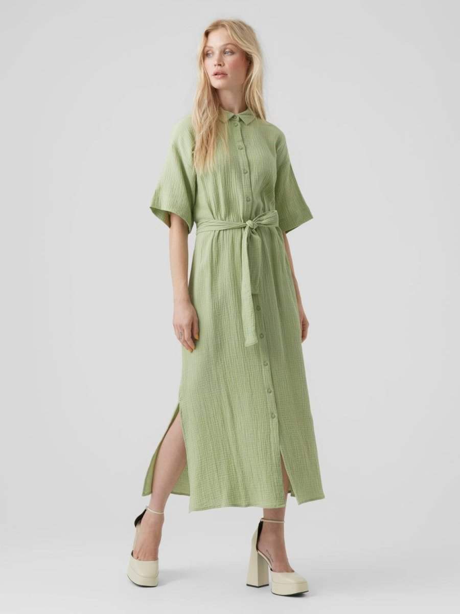 Jurken - Vmnatali Nia 2/4 Calf Tetra Shirt Dress van Vero moda