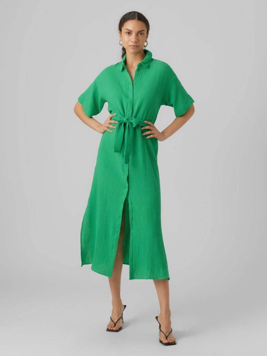 Jurken - Vmnatali Nia 2/4 Calf Tetra Shirt Dress van Vero moda