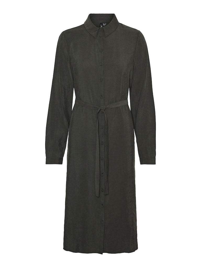 Peat Jurken - Vmqueeny L/S Calf Shirt Dress van Vero moda