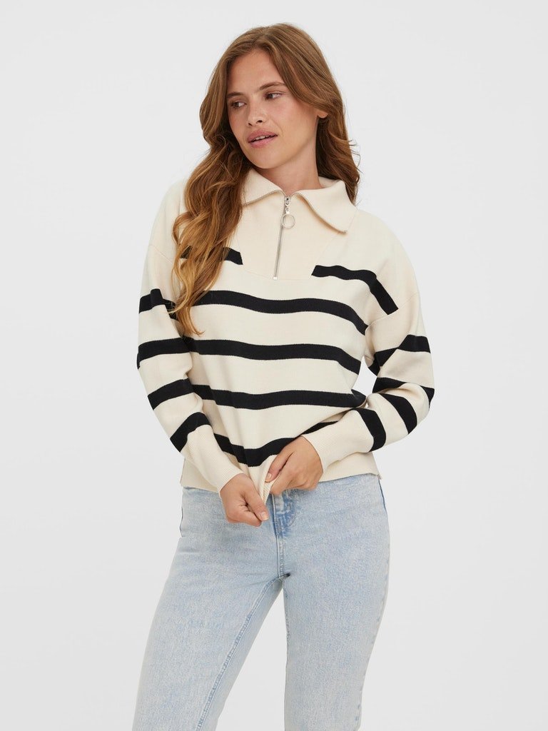 Pulls - Vmsaba Stripe Ls Highneck Blouse Noos van Vero moda