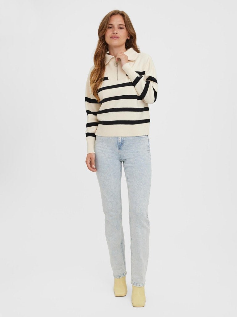 Pulls - Vmsaba Stripe Ls Highneck Blouse Noos van Vero moda