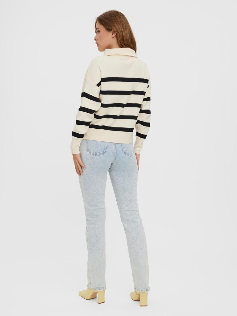 Pulls - Vmsaba Stripe Ls Highneck Blouse Noos van Vero moda