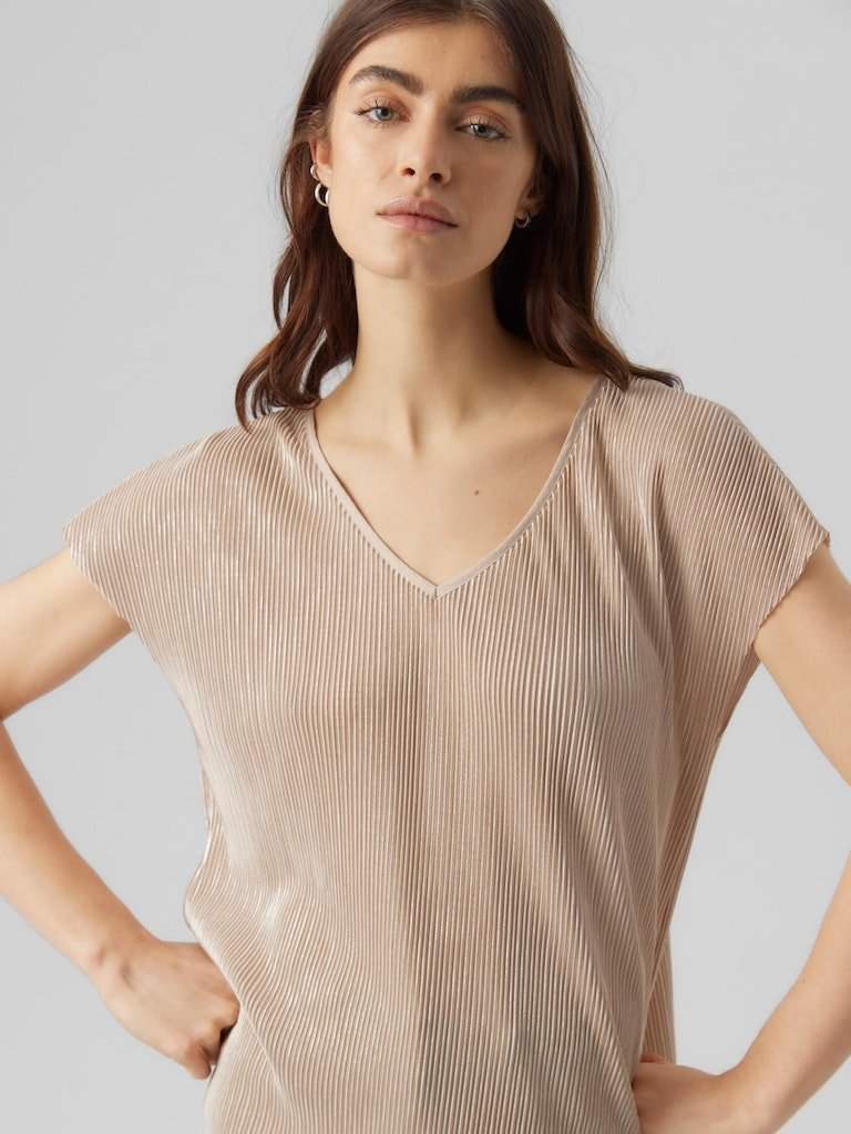 Moonlight SILVER FOIL Tops - Vmuvi S/S Top van Vero moda